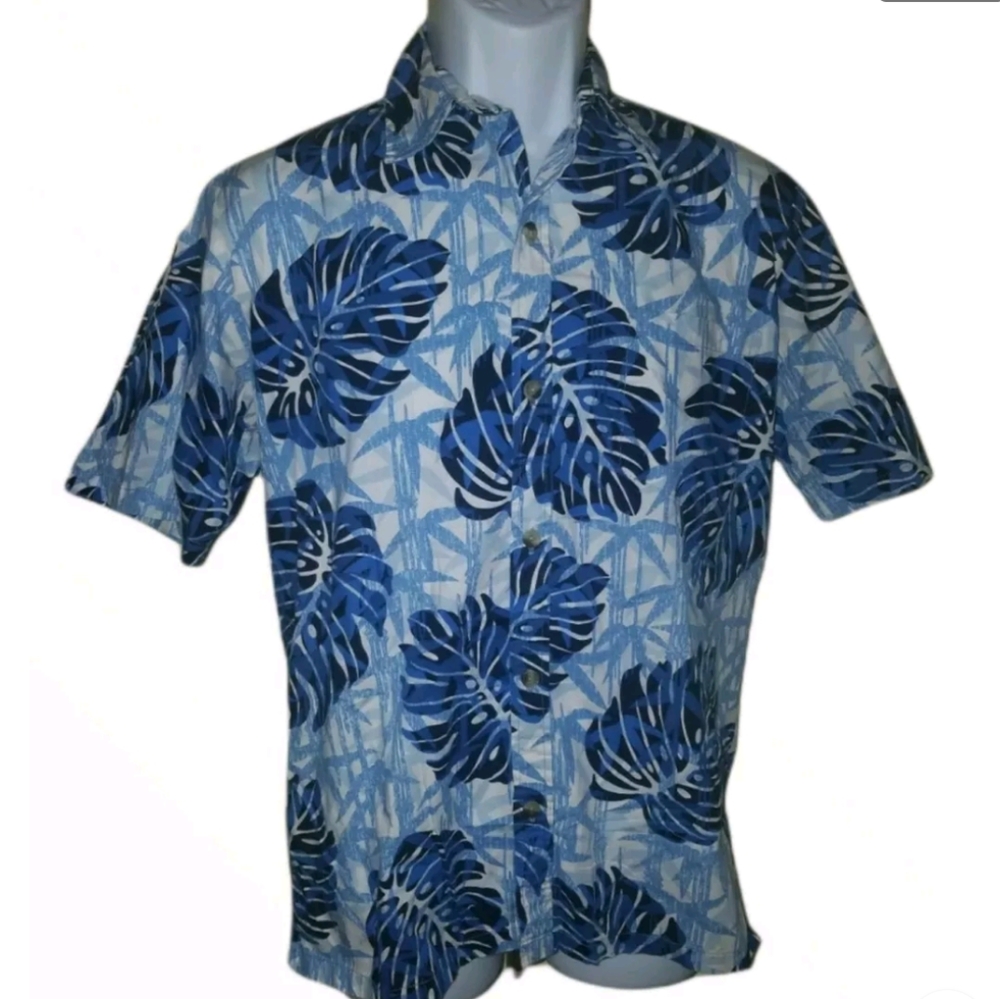 Two Paddles Blue Hawaiian Palm Leaves Button up shirt